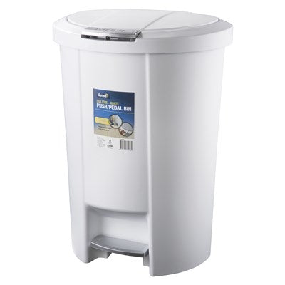 OATES 30L PEDAL/PUSH BIN- WHITE