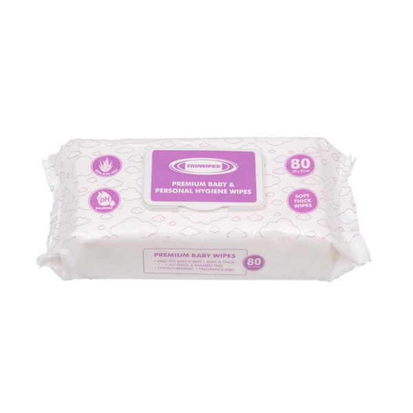 TRUWIPES PREMIUM GRADE BABY & PERSONAL HYGIENE WIPES 80 PACK