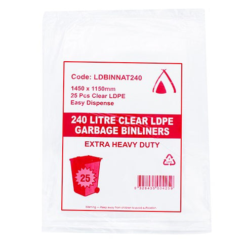 240L HEAVY DUTY BIN LINER- NATURAL