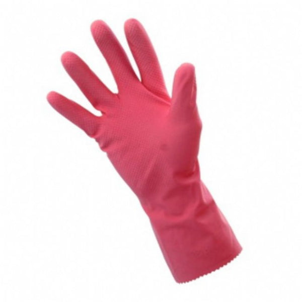 PINK SILVERLINED RUBBER GLOVES- LARGE 8-8.5