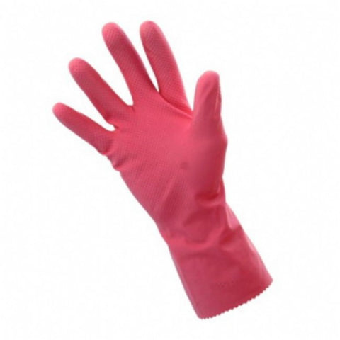 PINK SILVERLINED RUBBER GLOVES- LARGE 8-8.5