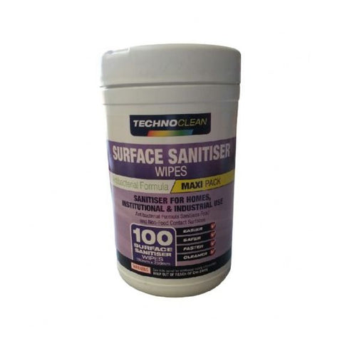 TECHNO-CLEAN WIPES- SURFACE SANITISER WIPES 100'S